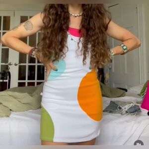 White Dress with Colorful Polka Dots